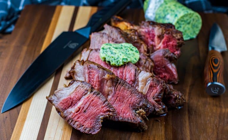 Garlic herb compound butter recipe for grilled steak