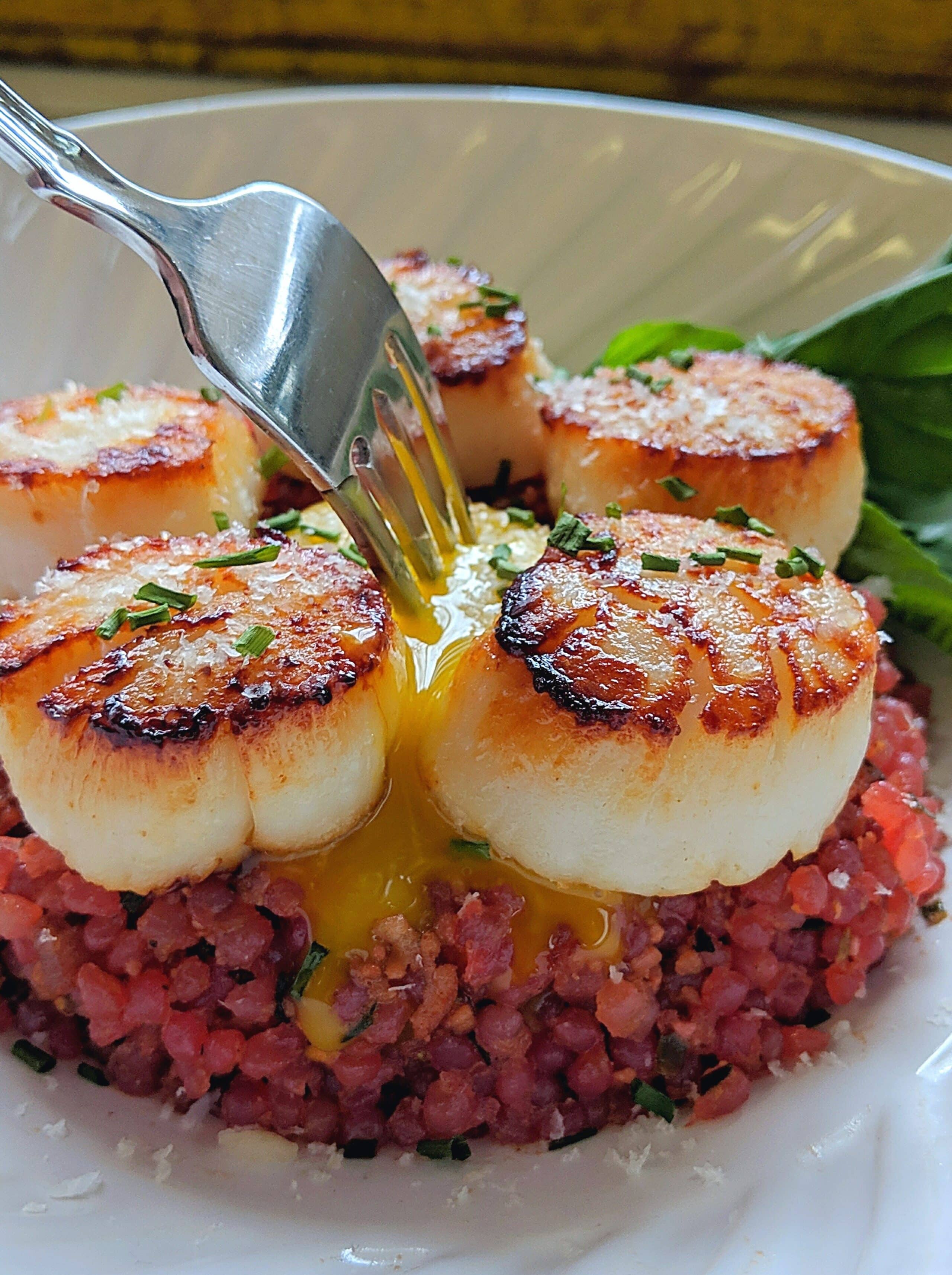 Beet Tartare with seared scallops