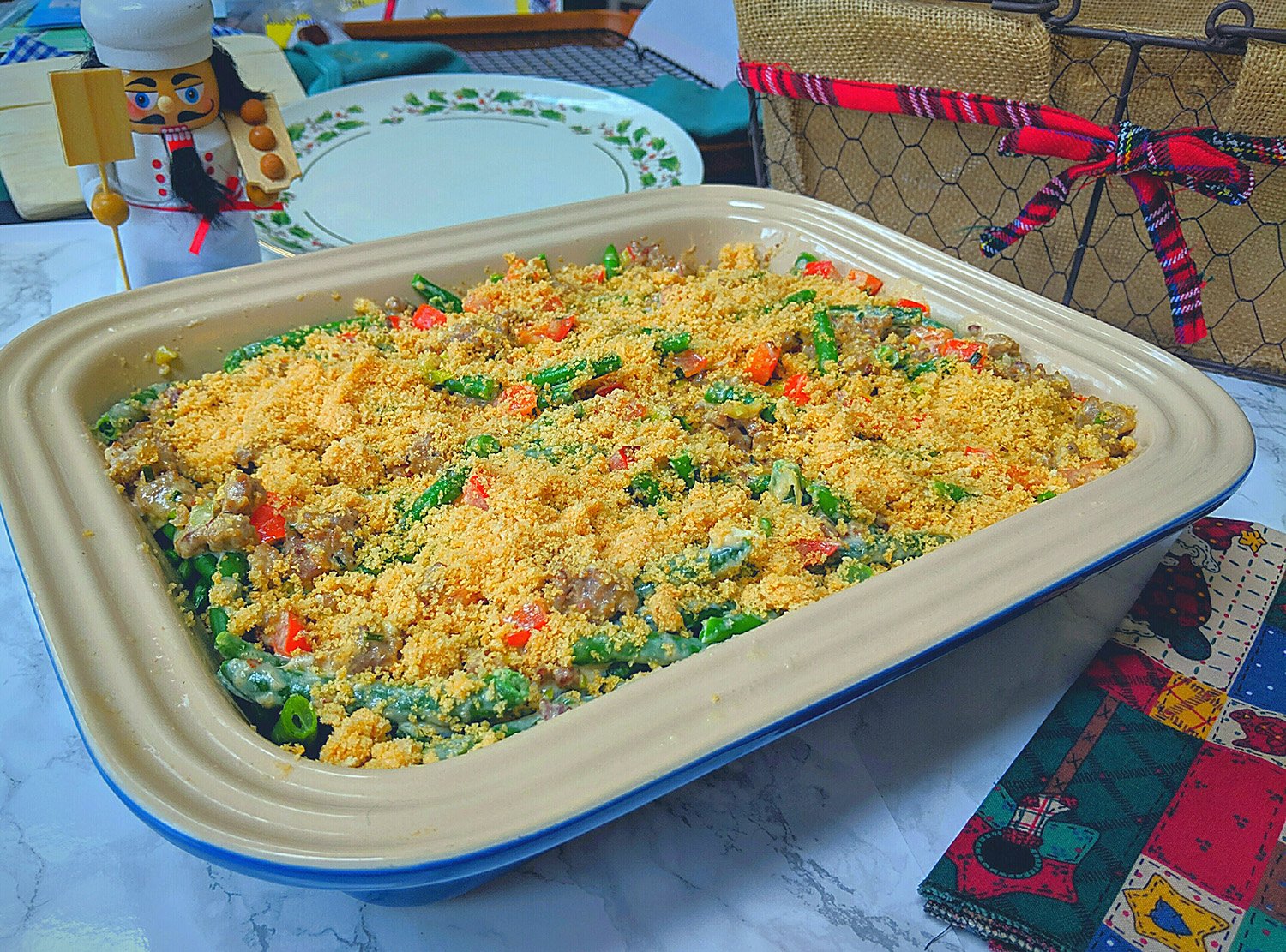 keto friendly sausage green bean casserole