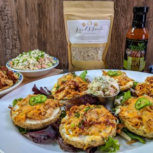 Chipotle Chicken with bleu cheese coleslaw on Keto bagels