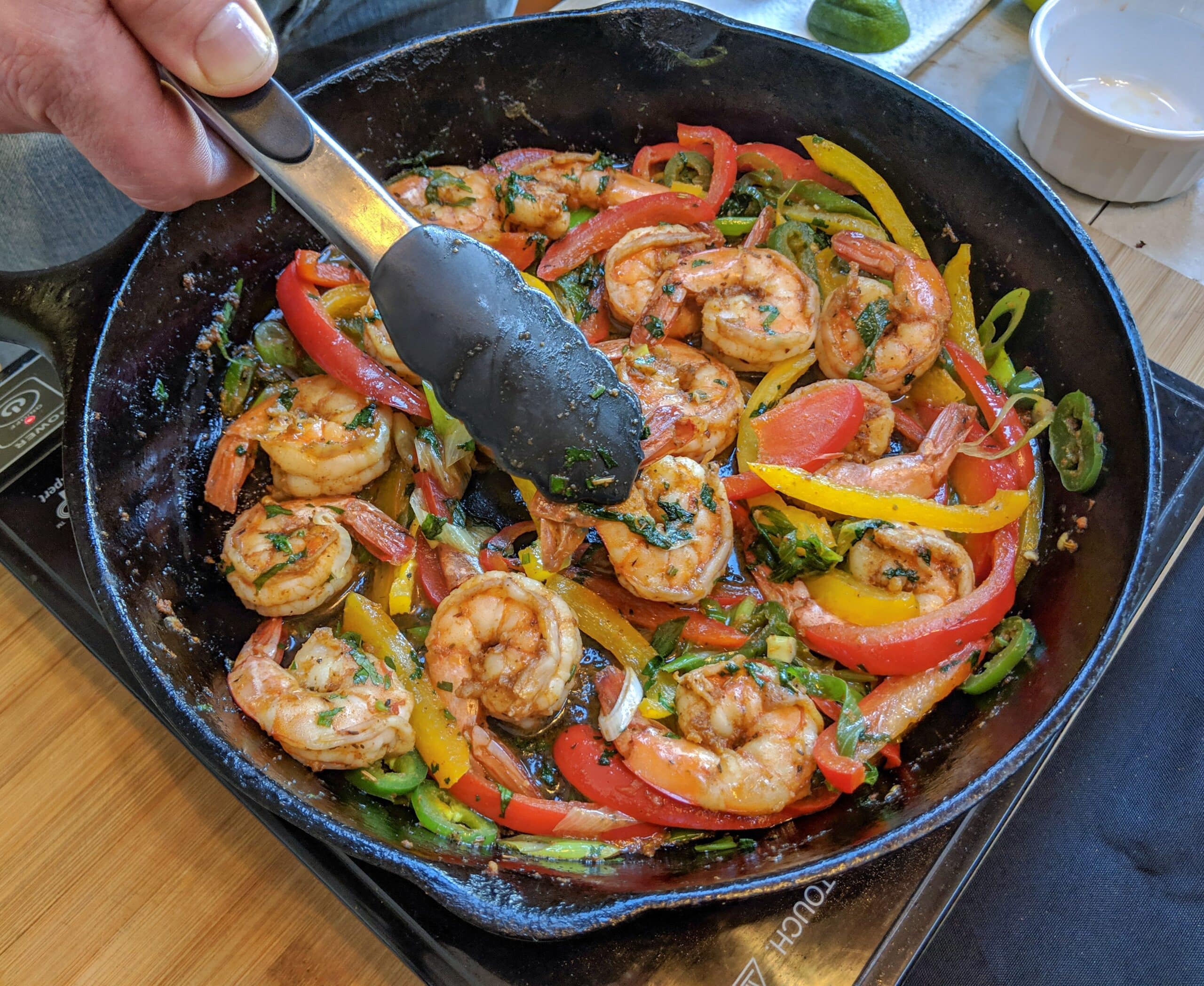 Tequila lime shrimp fajitas