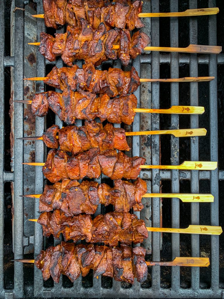 grilled beef heart keto skewers