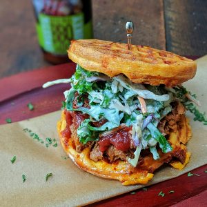 Keto Pulled Pork Chaffle Sandwich