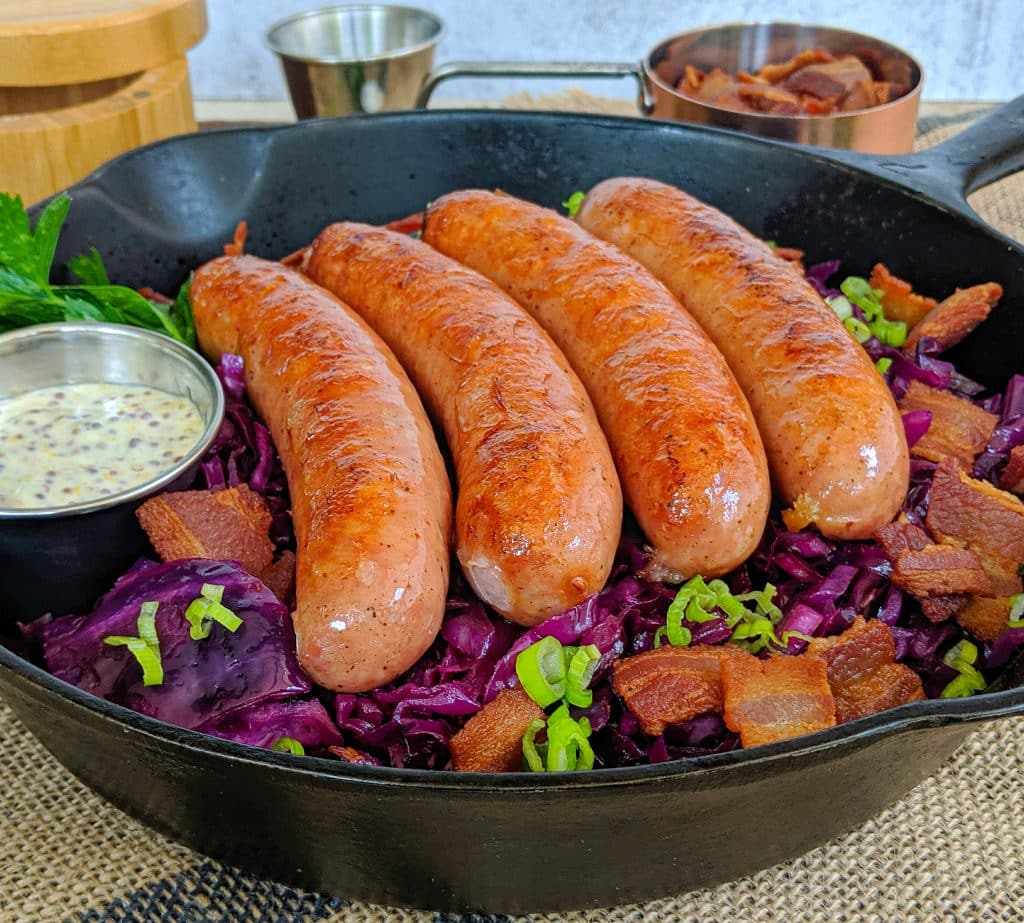 Octoberfest Bratwurst with Braised Red Cabbage