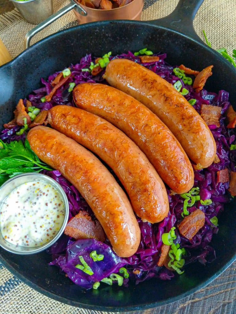Octoberfest Bratwurst with Braised Red Cabbage