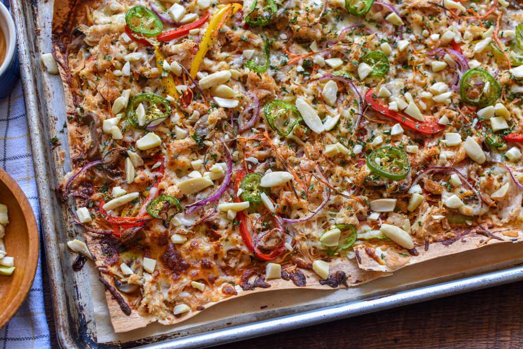 Cut da carb Thai chicken pizza