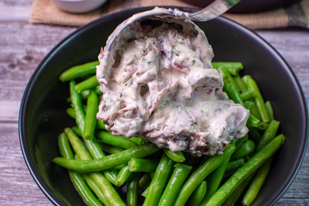 pouring cream chipped beef over green beans