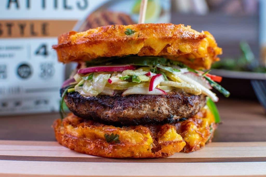 Thai turkey burger Chaffle with Keto thai veggie salad