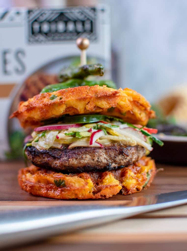Thai turkey burger Chaffle with Keto thai veggie salad