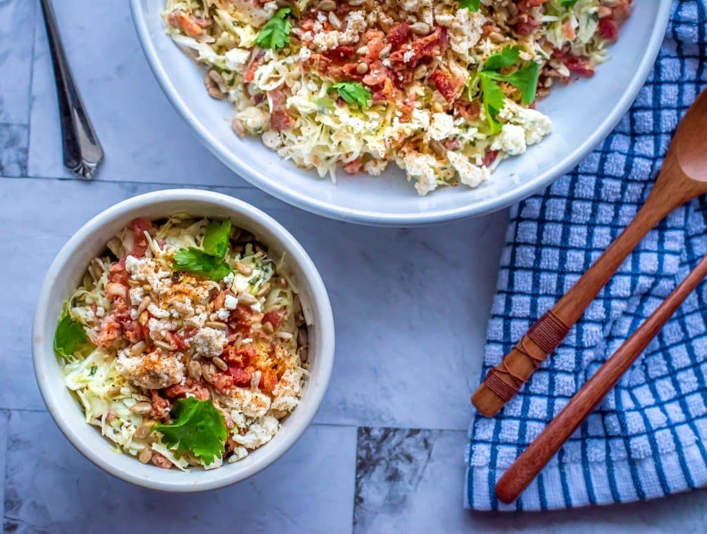 overhead pic of Black & Bleu coleslaw low carb