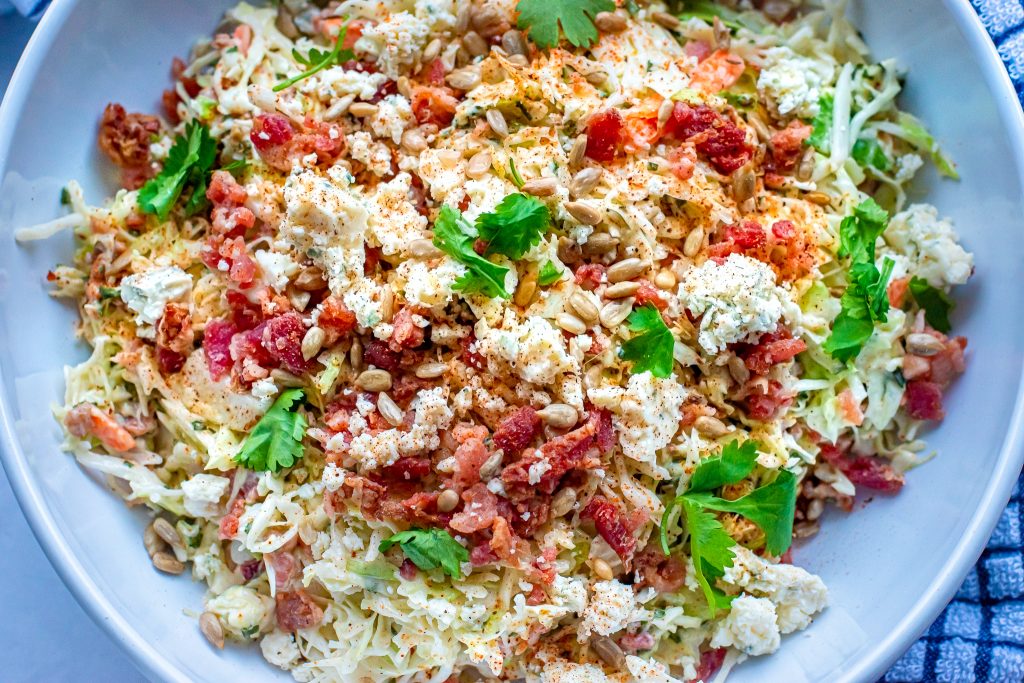 overhead pic of Black & Bleu coleslaw low carb