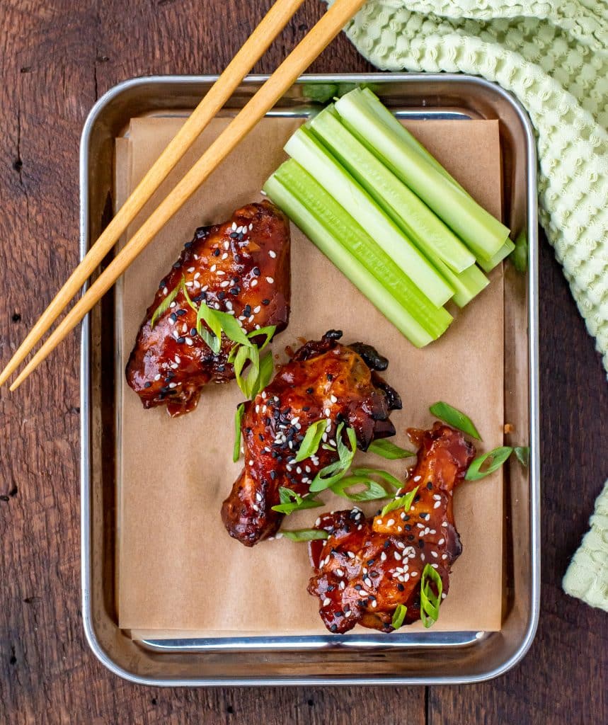baked crispy low carb wings with Vietnamese sticky bbq sauce