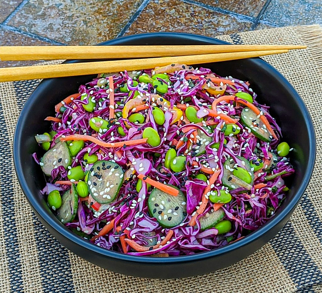 low carb asian slaw recipe with creamy cilantro lime dressing