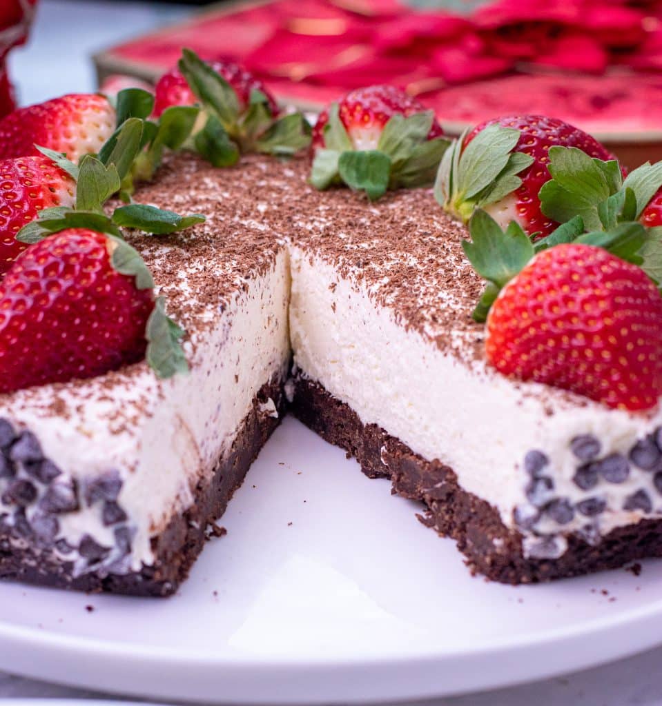 sliced no bake cannoli cheesecake Keto friendly