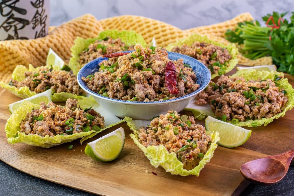 keto pork larb lettuce cups