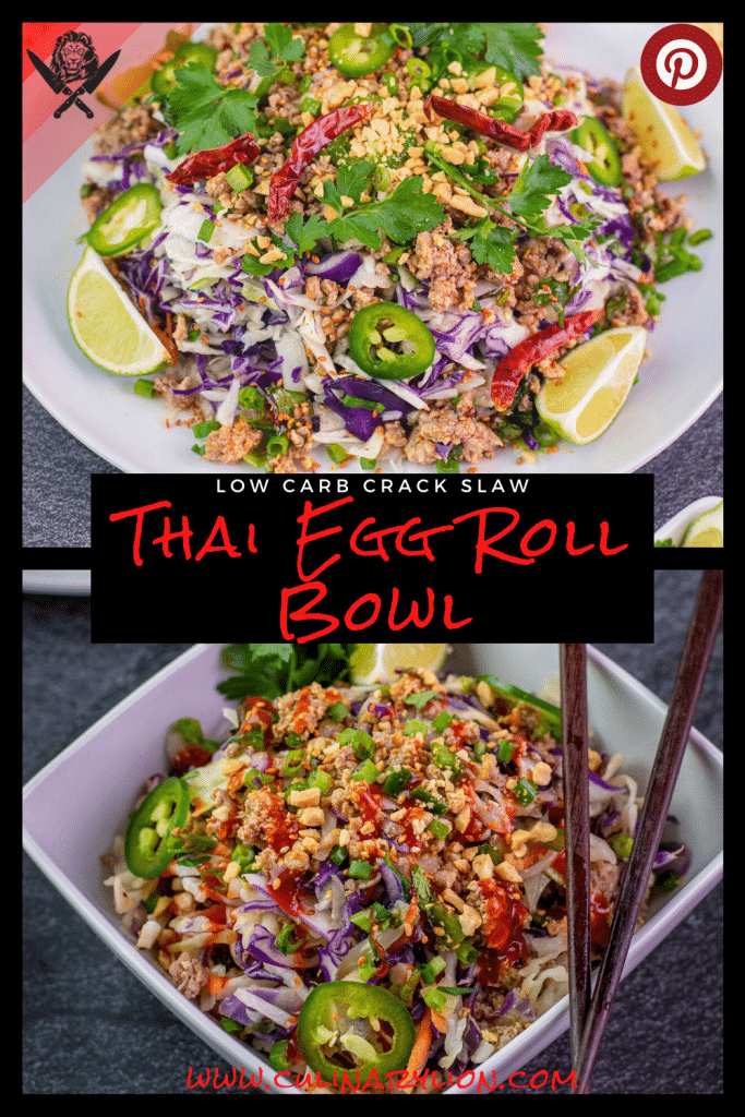 low carb crack slaw thai egg roll bowl