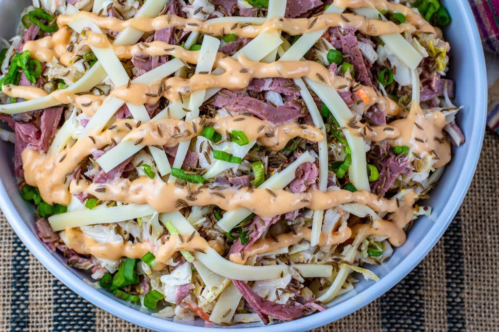 low carb reuben coleslaw with Russian dressing