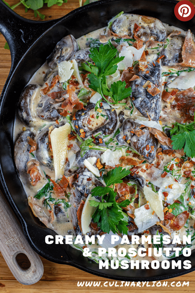 Creamy Parmesan & Prosciutto Mushrooms