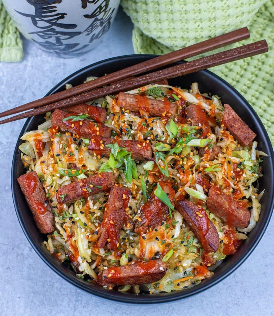 Spam egg roll bowl Keto recipe