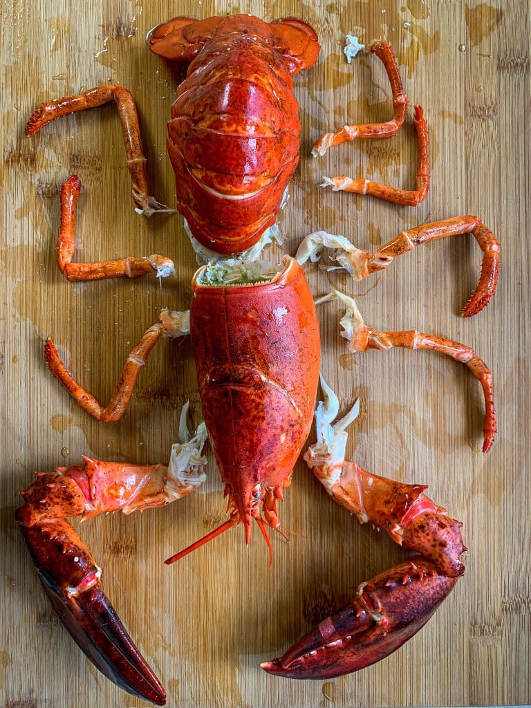 cooked body of a cold water lobster