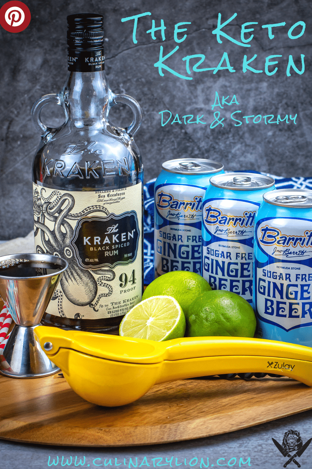Keto Kraken Rum Cocktail AKA Dark & Stormy Culinary Lion