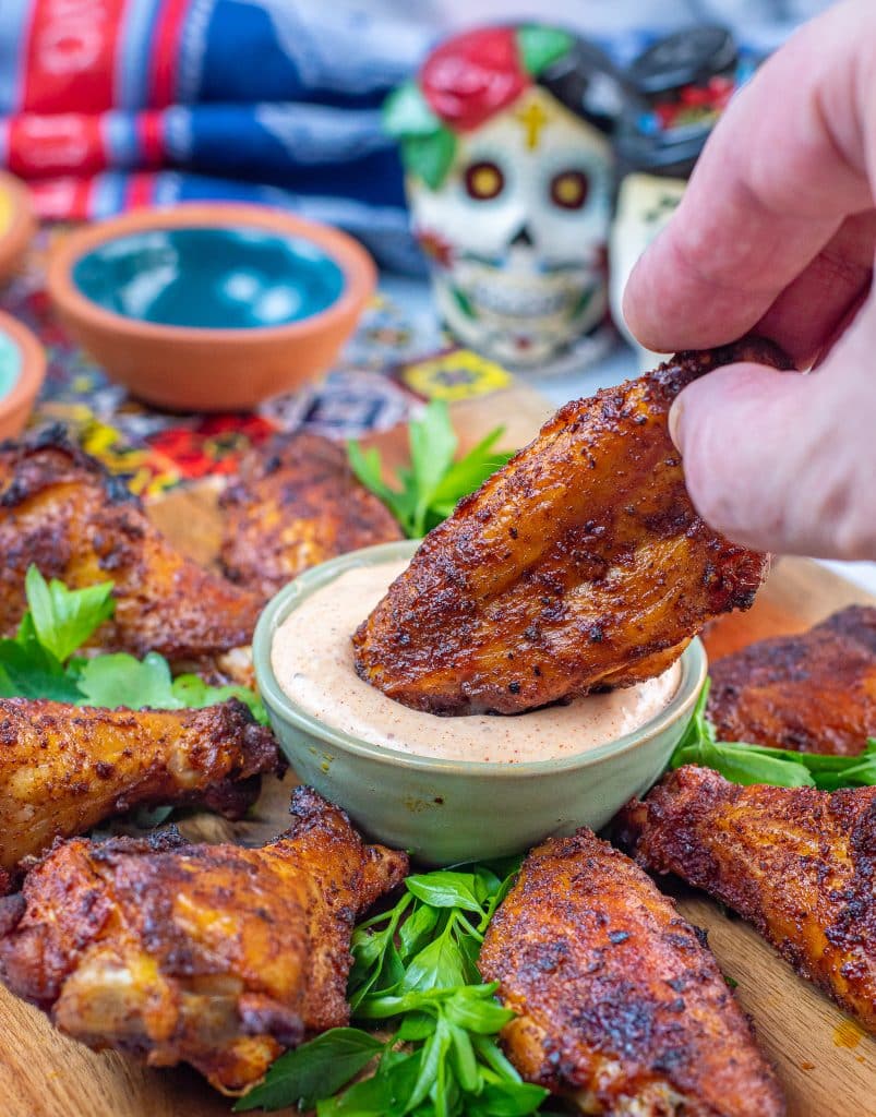 Chili rubbed wings with chipotle ranch cinco de mayo recipe