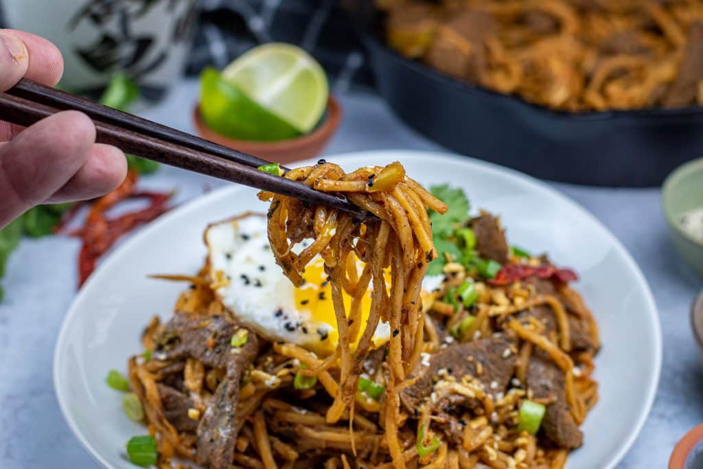 Keto Beef Lo Mien with Palmini Noodles Hearts of palm