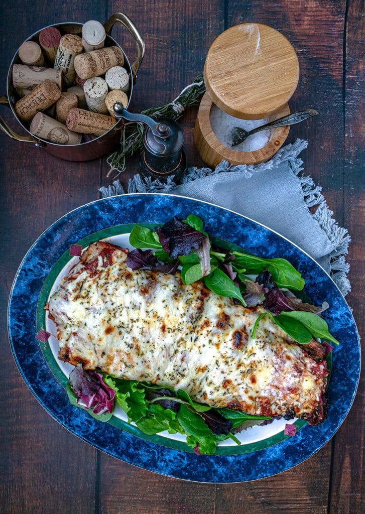 Italian pork ribs parmesan with marinara and cheese