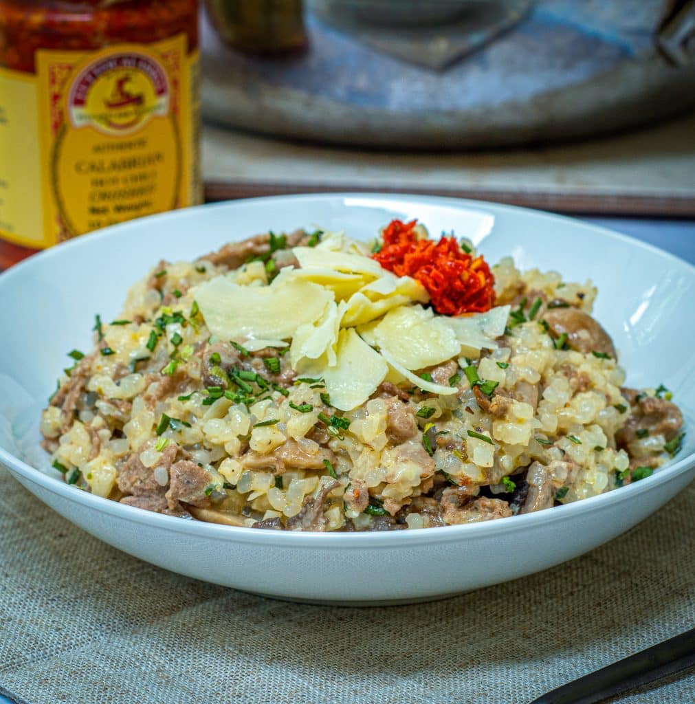 keto Cheesesteak risotto made with miracle rice
