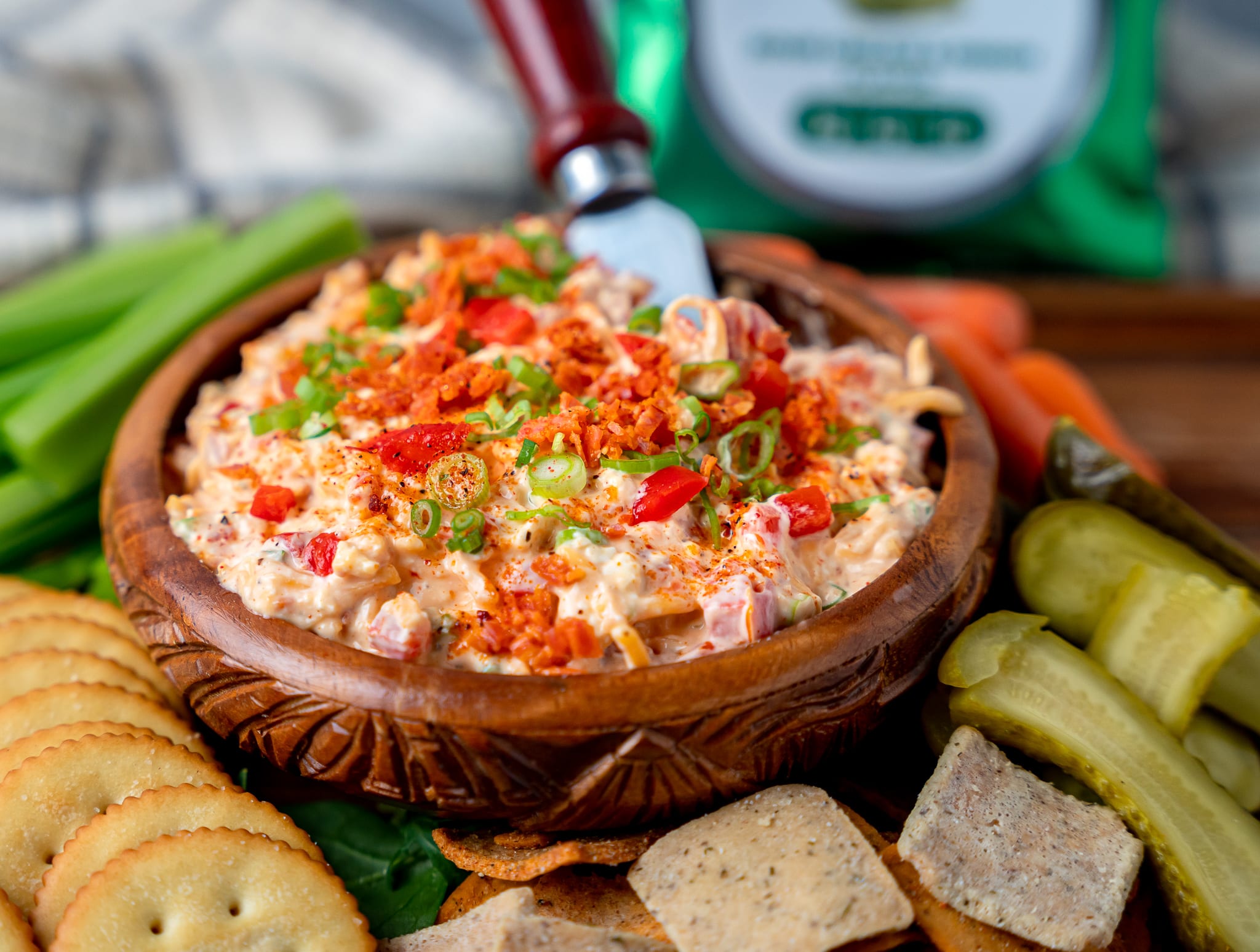keto pimento cheese dip with pepperoni
