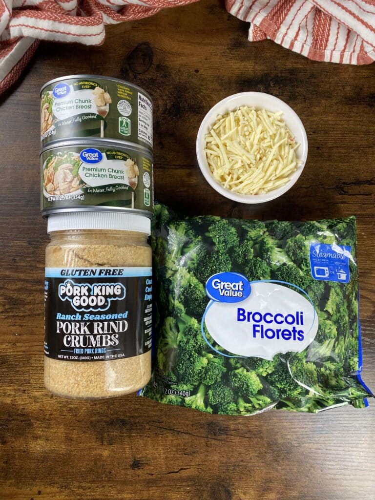 ingredients to make cheesy broccoli keto chicken nuggets
