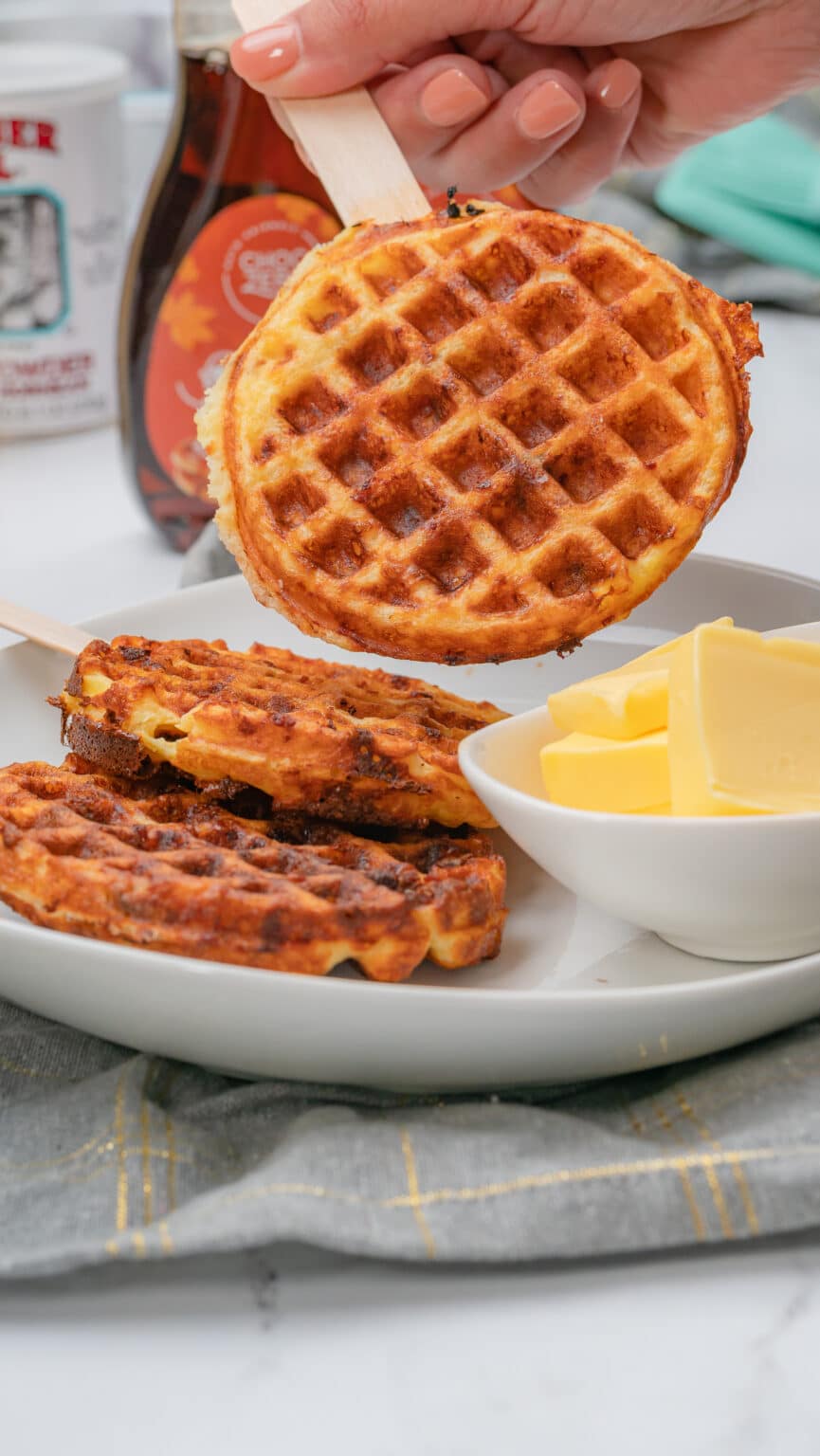 Best Keto Breakfast Chaffles on a Stick - Culinary Lion