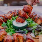 keto bbq chicken skewers grilled with jalapeno and bacon