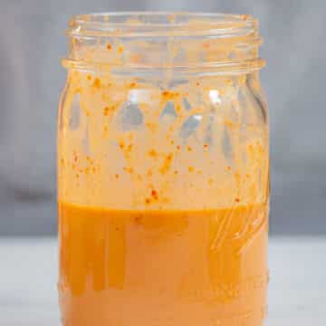 Chipotle honey Vinaigrette in a masson jar